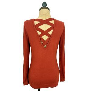 LOVE ELLIE Stitch Fix Mia Back Detail Pullover Sweater XS Burnt Orange NEW B51